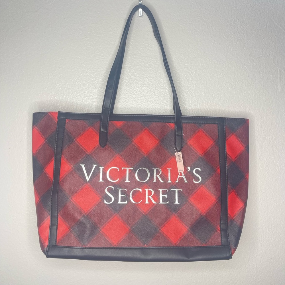 New With Tags Victoria's Secret Red Black Plaid Bag